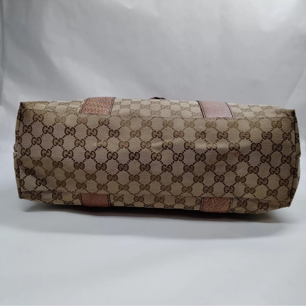 Authentic Gucci Hand Bag Bamboo Brown Canvas GUC - Picture 5 of 16
